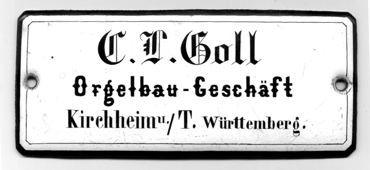 Schild Goll-Orgel
